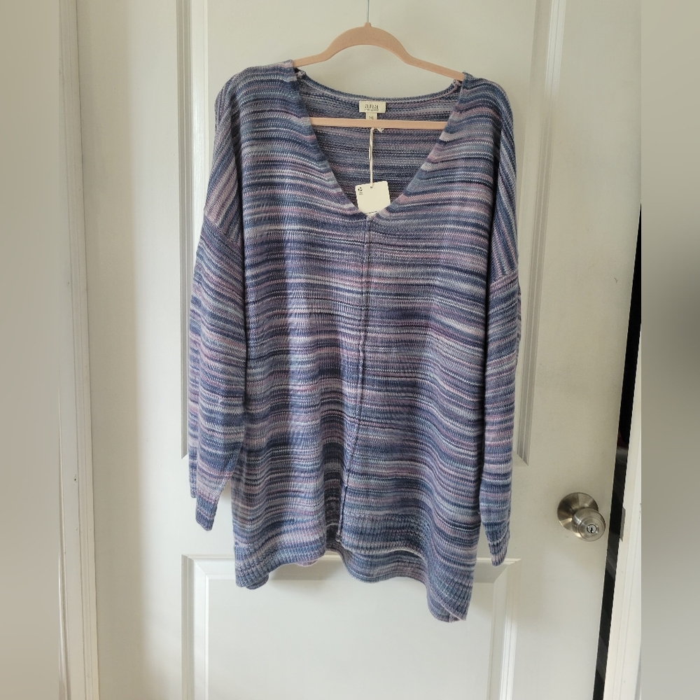 NWT ANA BLUE LAVANDER V NECK SWEATER PULL ON XXL